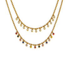 316L Stainless Steel 18K Gold PVD Multicolor Bead Geometric Zircon Necklace - Multicolor Bead Geometric Zircon Chic Macaron Necklace Wholesale Stainless Steel Jewelry - Sensitive Skin Friendly - Detail 8