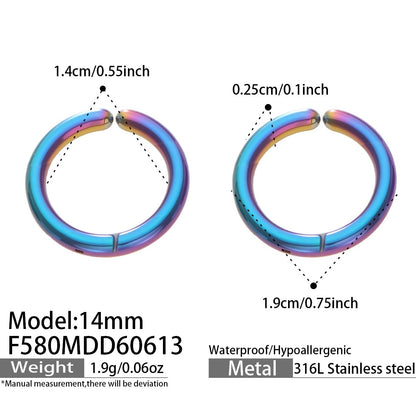 316L Stainless Steel 18K Gold PVD Multicolor Hoop Earrings - Vintage Gold Band Multicolor Hoops Wholesale Stainless Steel Jewelry - Sensitive Skin Friendly - Detail 18