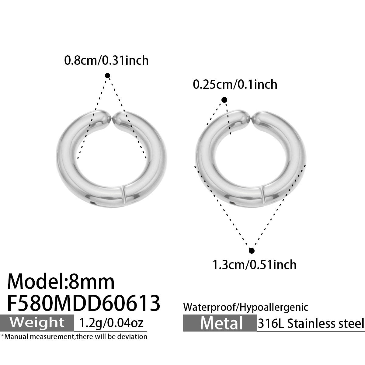 316L Stainless Steel 18K Gold PVD Multicolor Hoop Earrings - Vintage Gold Band Multicolor Hoops Wholesale Stainless Steel Jewelry - Sensitive Skin Friendly - Detail 20