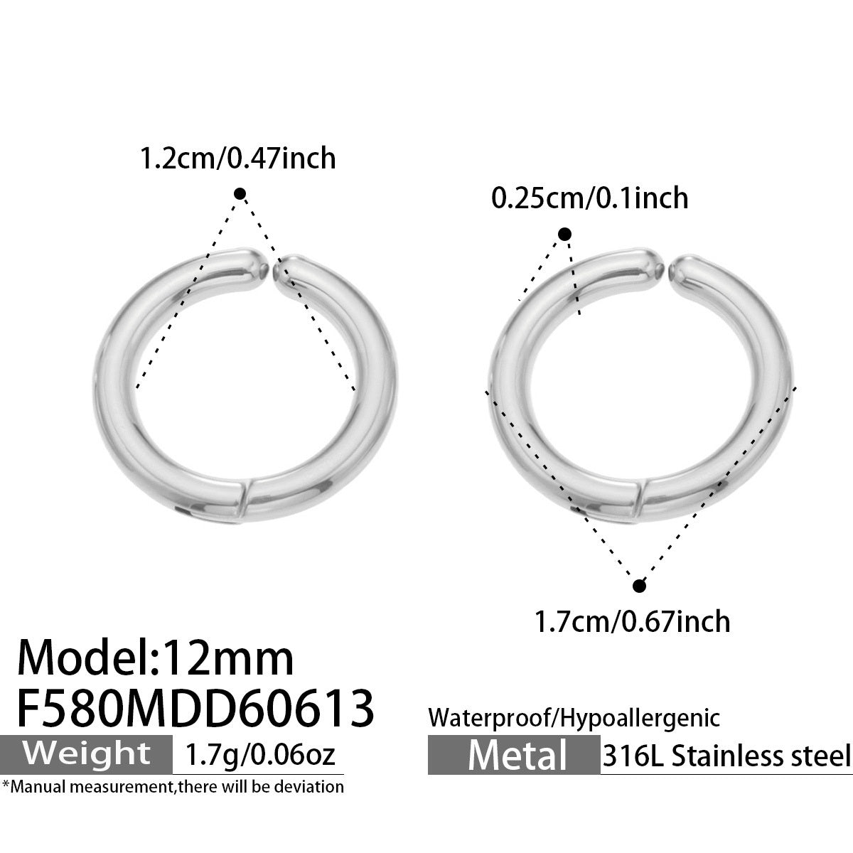 316L Stainless Steel 18K Gold PVD Multicolor Hoop Earrings - Vintage Gold Band Multicolor Hoops Wholesale Stainless Steel Jewelry - Sensitive Skin Friendly - Detail 22