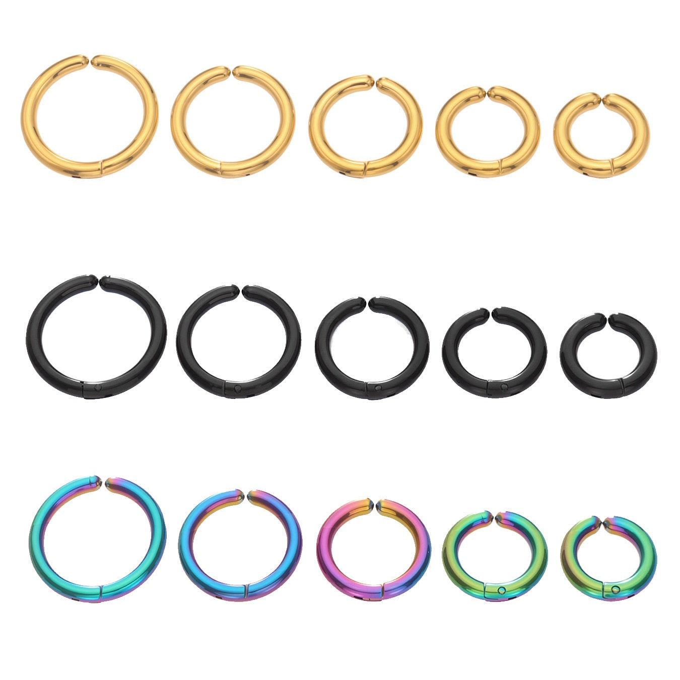 316L Stainless Steel 18K Gold PVD Multicolor Hoop Earrings - Vintage Gold Band Multicolor Hoops Wholesale Stainless Steel Jewelry - Sensitive Skin Friendly - Detail 4