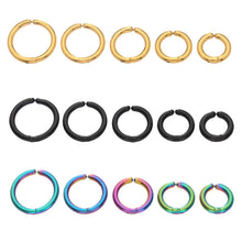 316L Stainless Steel 18K Gold PVD Multicolor Hoop Earrings - Vintage Gold Band Multicolor Hoops Wholesale Stainless Steel Jewelry - Sensitive Skin Friendly - Detail 4