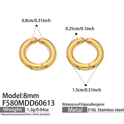 316L Stainless Steel 18K Gold PVD Multicolor Hoop Earrings - Vintage Gold Band Multicolor Hoops Wholesale Stainless Steel Jewelry - Sensitive Skin Friendly - Detail 5