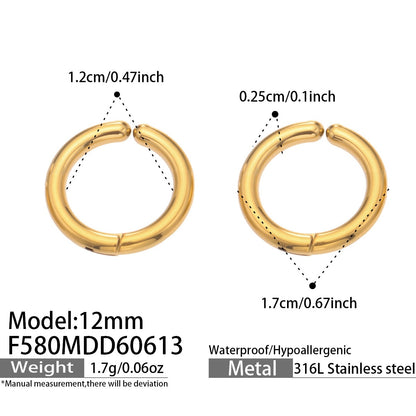 316L Stainless Steel 18K Gold PVD Multicolor Hoop Earrings - Vintage Gold Band Multicolor Hoops Wholesale Stainless Steel Jewelry - Sensitive Skin Friendly - Detail 7