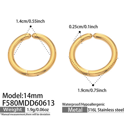 316L Stainless Steel 18K Gold PVD Multicolor Hoop Earrings - Vintage Gold Band Multicolor Hoops Wholesale Stainless Steel Jewelry - Sensitive Skin Friendly - Detail 8