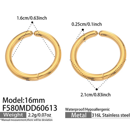 316L Stainless Steel 18K Gold PVD Multicolor Hoop Earrings - Vintage Gold Band Multicolor Hoops Wholesale Stainless Steel Jewelry - Sensitive Skin Friendly - Detail 9