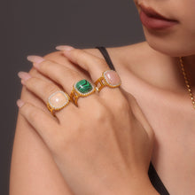 316L Stainless Steel 18K Gold PVD Natural Gemstone Open Ring - Open Ring 3A Zircon Natural Gemstone Minimalist Gold Ring Wholesale Stainless Steel Jewelry - Sensitive Skin Friendly - Detail 3