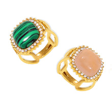 316L Stainless Steel 18K Gold PVD Natural Gemstone Open Ring - Open Ring 3A Zircon Natural Gemstone Minimalist Gold Ring Wholesale Stainless Steel Jewelry - Sensitive Skin Friendly - Detail 4