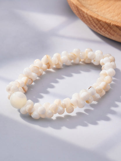 316L Stainless Steel 18K Gold PVD Natural Shell Beaded Abstract Bone Shape Necklace - Natural Shell, Beaded, Abstract Bone Shape, Elegant, Coastal, Everyday Wholesale Stainless Steel Jewelry - Sensitive Skin Friendly - Detail 13
