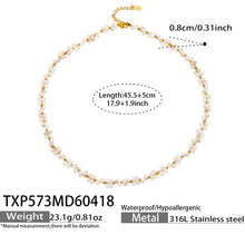 316L Stainless Steel 18K Gold PVD Natural Shell Beaded Abstract Bone Shape Necklace - Natural Shell, Beaded, Abstract Bone Shape, Elegant, Coastal, Everyday Wholesale Stainless Steel Jewelry - Sensitive Skin Friendly - Detail 4
