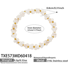 316L Stainless Steel 18K Gold PVD Natural Shell Beaded Abstract Bone Shape Necklace - Natural Shell, Beaded, Abstract Bone Shape, Elegant, Coastal, Everyday Wholesale Stainless Steel Jewelry - Sensitive Skin Friendly - Detail 5
