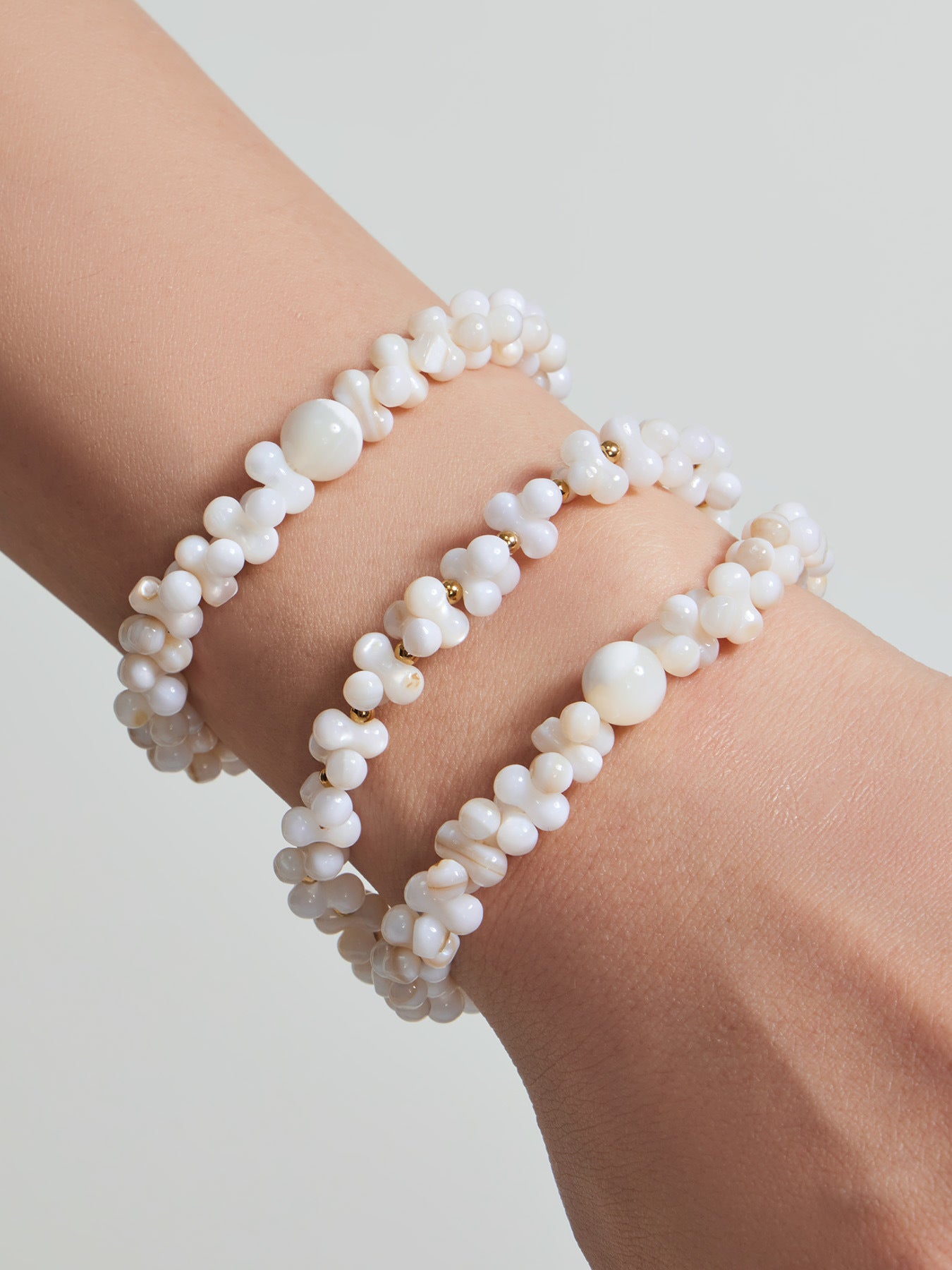 316L Stainless Steel 18K Gold PVD Natural Shell Beaded Abstract Bone Shape Necklace - Natural Shell, Beaded, Abstract Bone Shape, Elegant, Coastal, Everyday Wholesale Stainless Steel Jewelry - Sensitive Skin Friendly - Detail 9