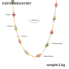 316L Stainless Steel 18K Gold PVD Natural Stone Beaded Double Layer Necklace - Image 1