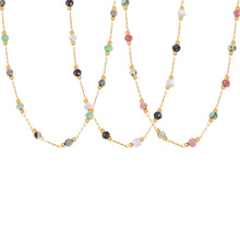316L Stainless Steel 18K Gold PVD Natural Stone Beaded Double Layer Necklace - Image 4