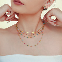 316L Stainless Steel 18K Gold PVD Natural Stone Beaded Double Layer Necklace - Image 5