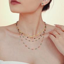 316L Stainless Steel 18K Gold PVD Natural Stone Beaded Double Layer Necklace - Image 8