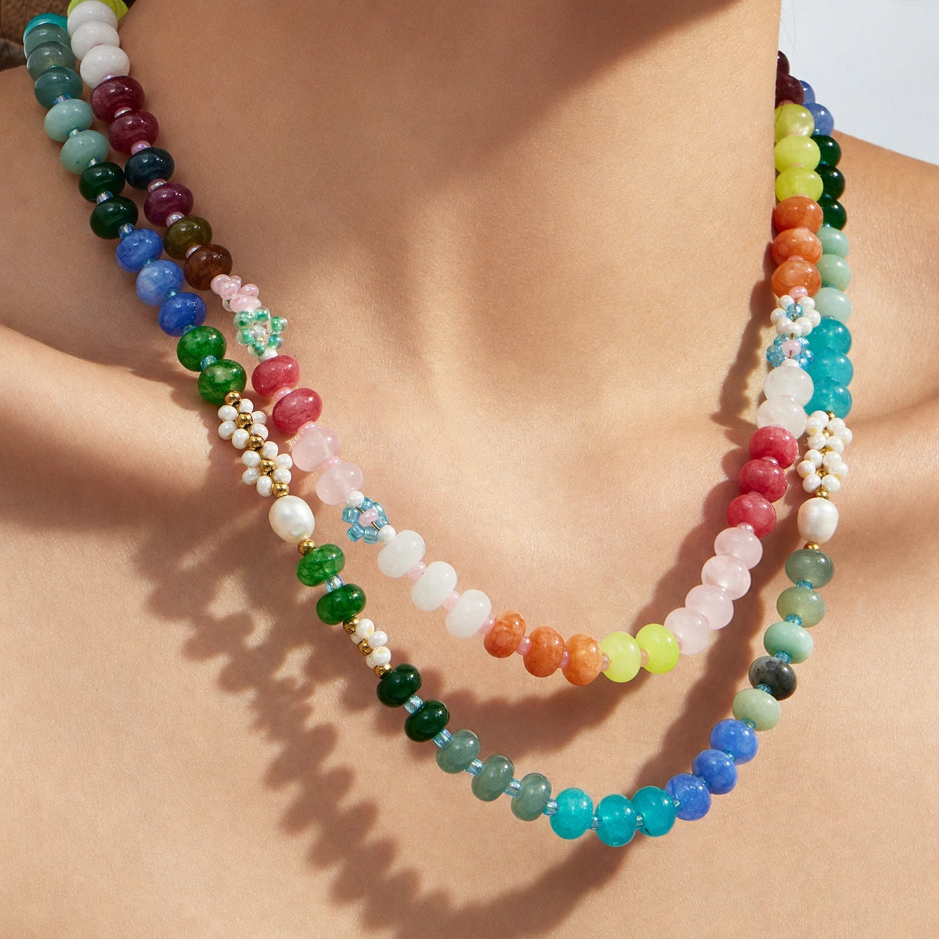 316L Stainless Steel 18K Gold PVD Natural Stone Freshwater Pearl Necklace - Natural Stone Freshwater Pearl Necklace Wholesale Stainless Steel Jewelry - Sensitive Skin Friendly - Detail 1