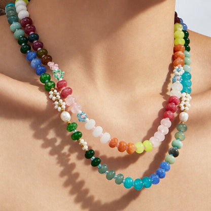 316L Stainless Steel 18K Gold PVD Natural Stone Freshwater Pearl Necklace - Natural Stone Freshwater Pearl Necklace Wholesale Stainless Steel Jewelry - Sensitive Skin Friendly - Detail 1