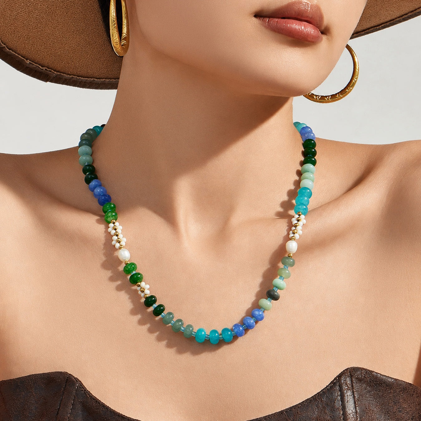 316L Stainless Steel 18K Gold PVD Natural Stone Freshwater Pearl Necklace - Natural Stone Freshwater Pearl Necklace Wholesale Stainless Steel Jewelry - Sensitive Skin Friendly - Detail 11