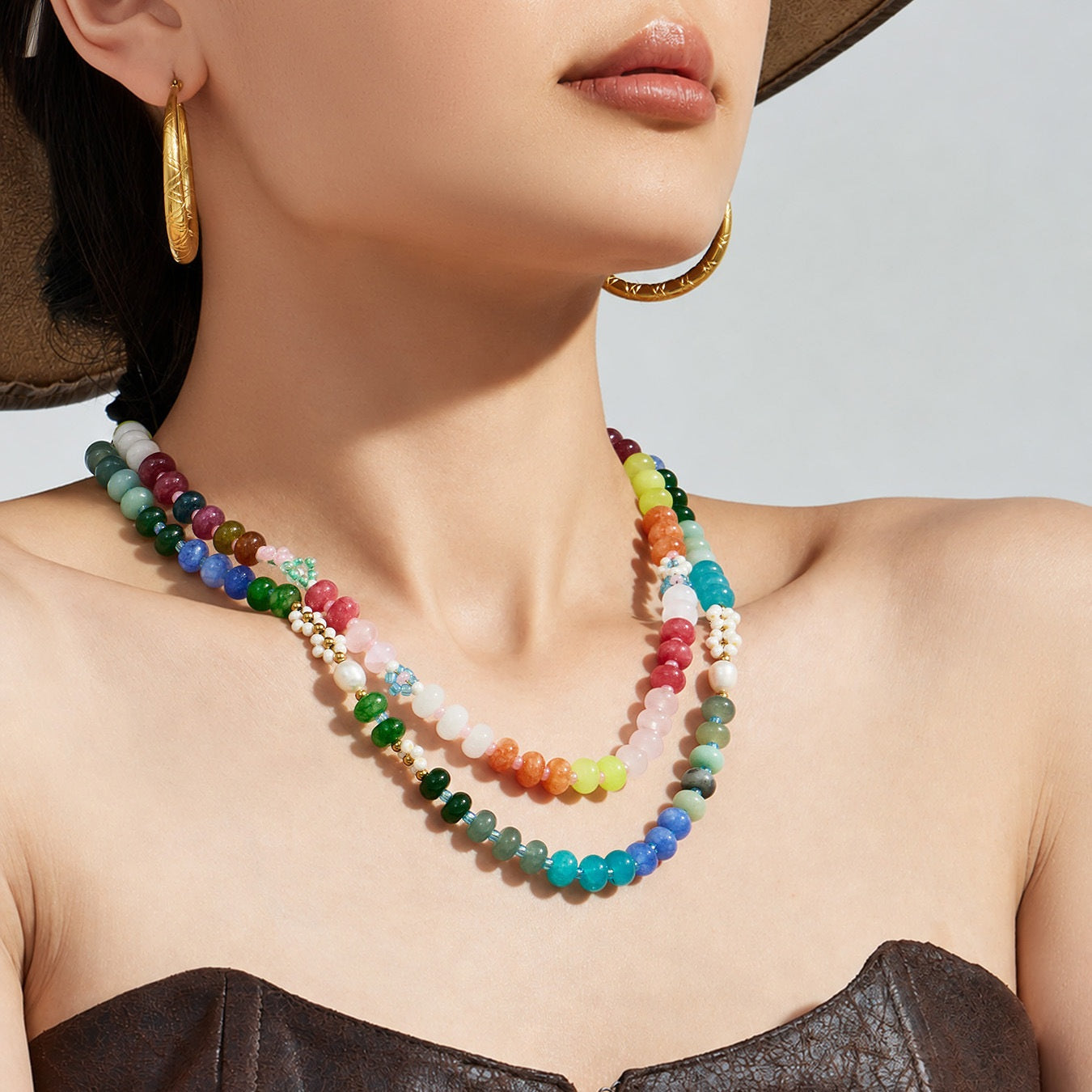 316L Stainless Steel 18K Gold PVD Natural Stone Freshwater Pearl Necklace - Natural Stone Freshwater Pearl Necklace Wholesale Stainless Steel Jewelry - Sensitive Skin Friendly - Detail 12