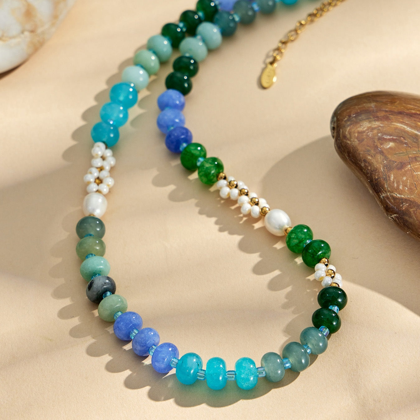 316L Stainless Steel 18K Gold PVD Natural Stone Freshwater Pearl Necklace - Natural Stone Freshwater Pearl Necklace Wholesale Stainless Steel Jewelry - Sensitive Skin Friendly - Detail 14