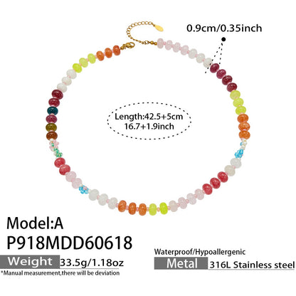 316L Stainless Steel 18K Gold PVD Natural Stone Freshwater Pearl Necklace - Natural Stone Freshwater Pearl Necklace Wholesale Stainless Steel Jewelry - Sensitive Skin Friendly - Detail 5