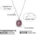 Natural Purple Stone Steel Necklace (P308) / 40+5cm