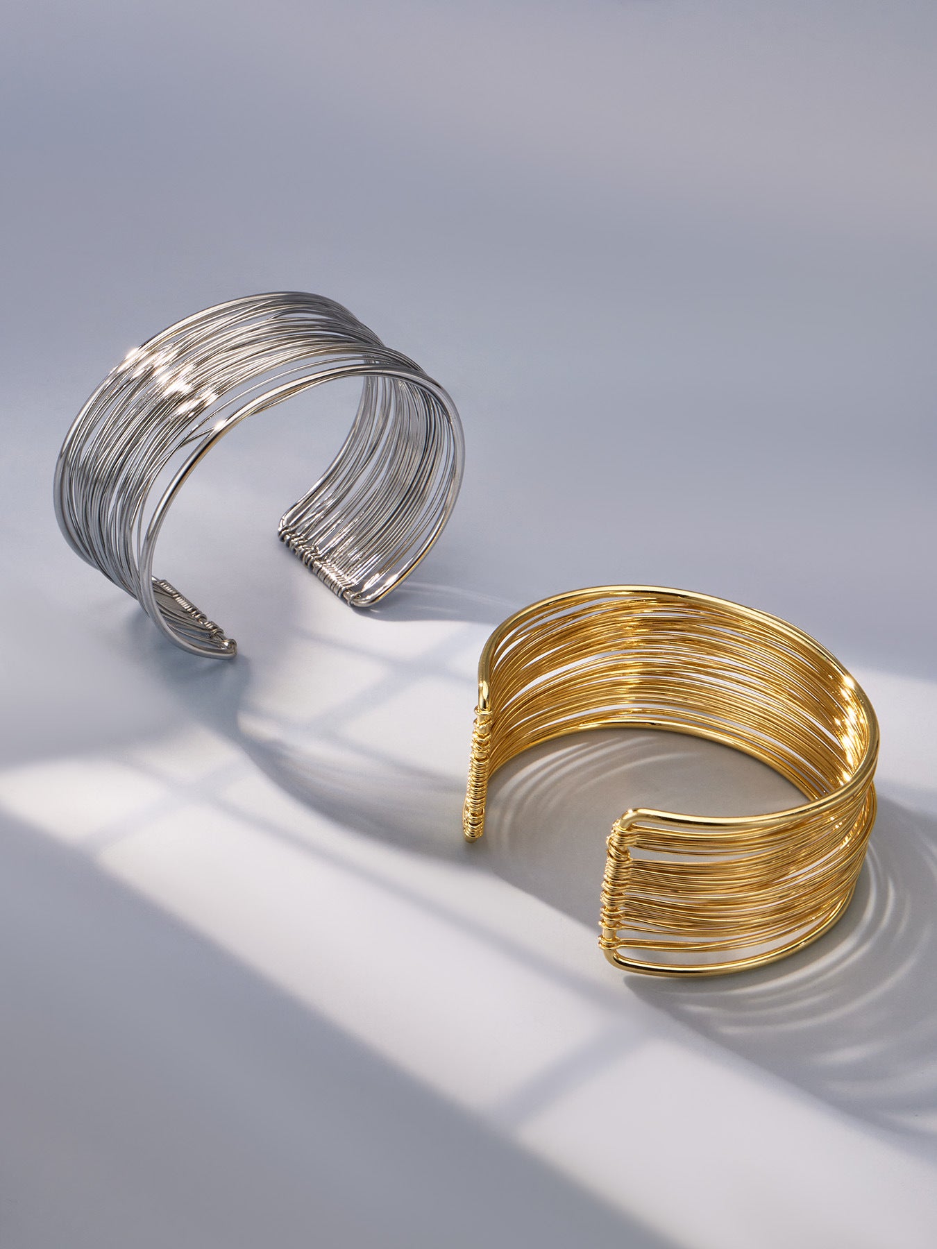 Multi-Layer Open Cuff Bangle set, 316L stainless steel 18K gold plated wholesale jewelry