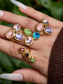 A073-A Multi-Color Crystal Ring size chart, 316L stainless steel jewelry specifications