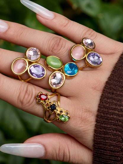 A073-A Multi-Color Crystal Ring size chart, 316L stainless steel jewelry specifications