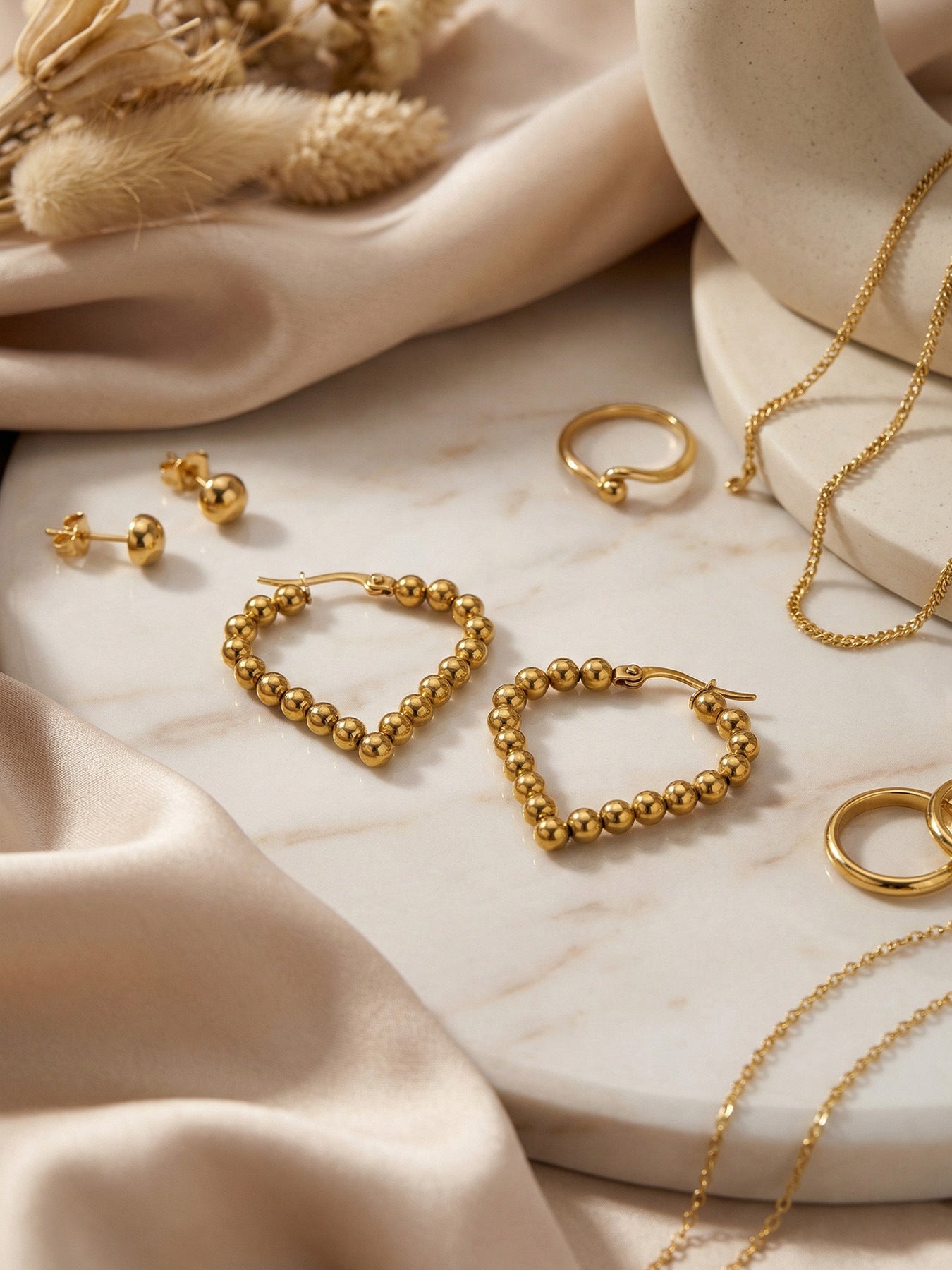 Diamond Twisted Hoop Earrings technical drawing, 316L stainless steel product details