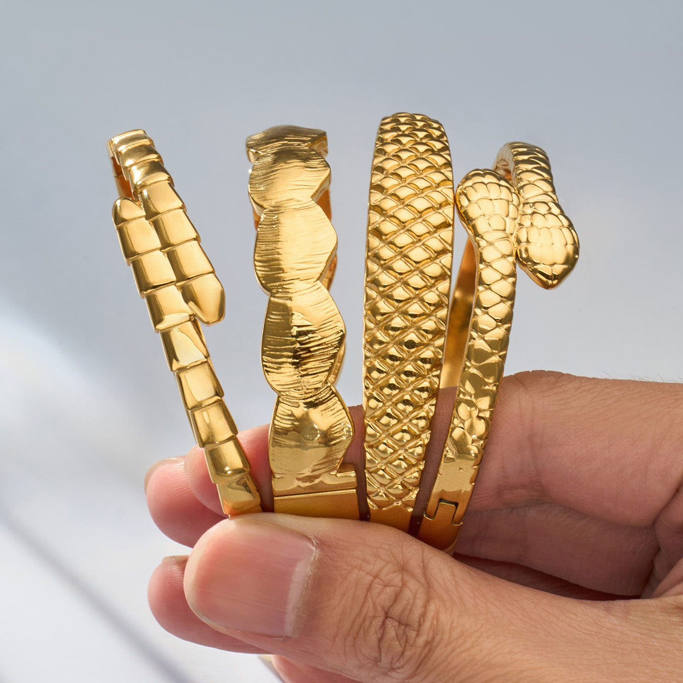 Z203 Gold Texture Bangle size chart, 316L stainless steel jewelry specs