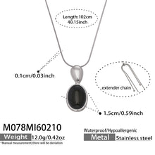 316L Stainless Steel 18K Gold PVD Oval Stone Pendant Necklace, vintage long sweater chain