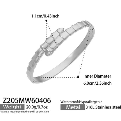 Z205 Steel Texture Bangle size chart, 316L stainless steel jewelry specifications