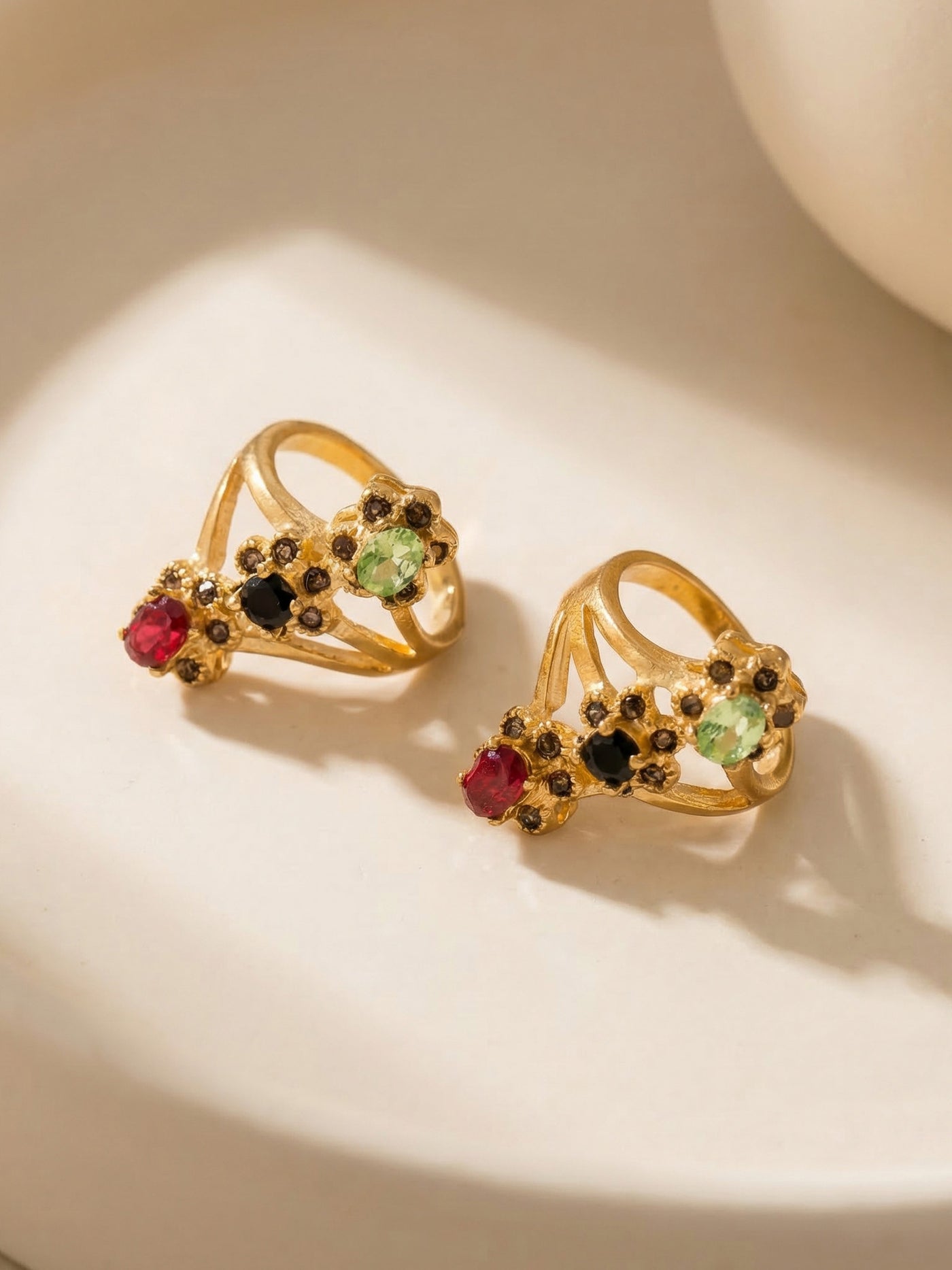 316L Stainless Steel 18K Gold PVD Multi-Color Glass Crystal Rings, luxury hypoallergenic jewelry for women