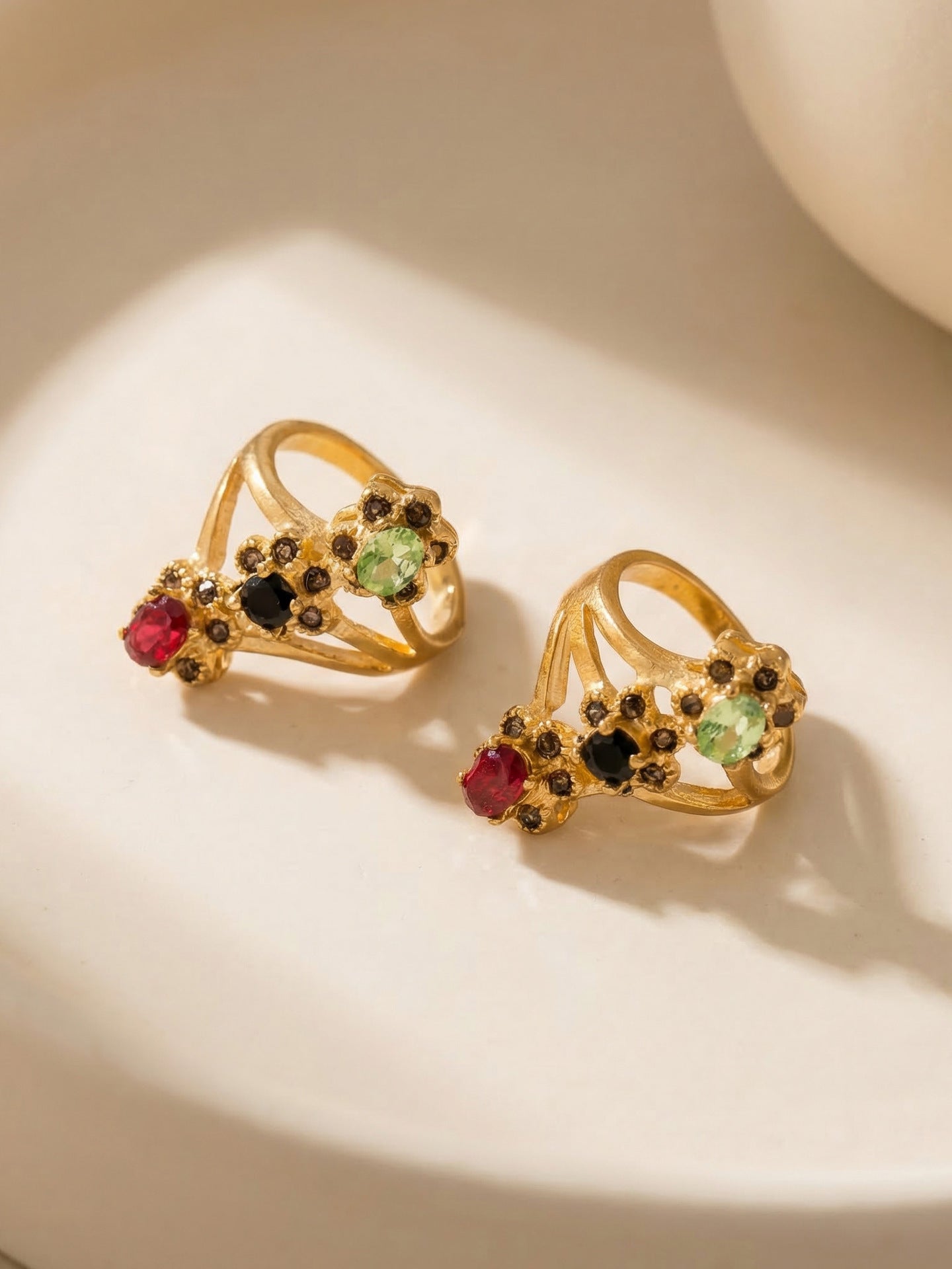 316L Stainless Steel 18K Gold PVD Multi-Color Glass Crystal Rings, luxury hypoallergenic jewelry for women