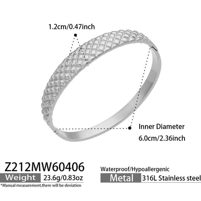 Z212 Gold Texture Bangle size chart, 316L stainless steel jewelry specs