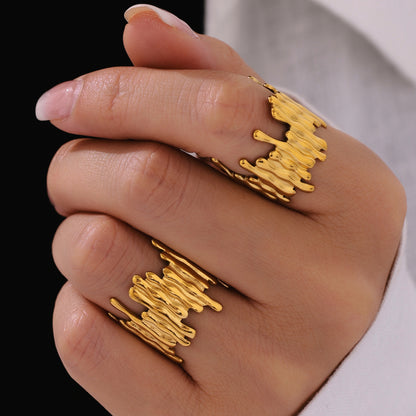 316L Stainless Steel 18K Gold PVD New Ring -  Wholesale Stainless Steel Jewelry - Sensitive Skin Friendly - Detail 3