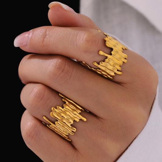316L Stainless Steel 18K Gold PVD New Ring -  Wholesale Stainless Steel Jewelry - Sensitive Skin Friendly - Detail 3
