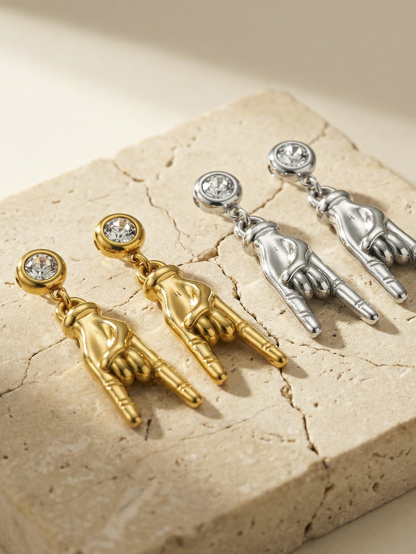 Gold & Steel Color Hand Gesture Earrings set, 316L stainless steel wholesale jewelry options