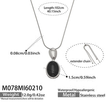 M078 Oval Stone Pendant Necklace size chart, 316L stainless steel jewelry specifications