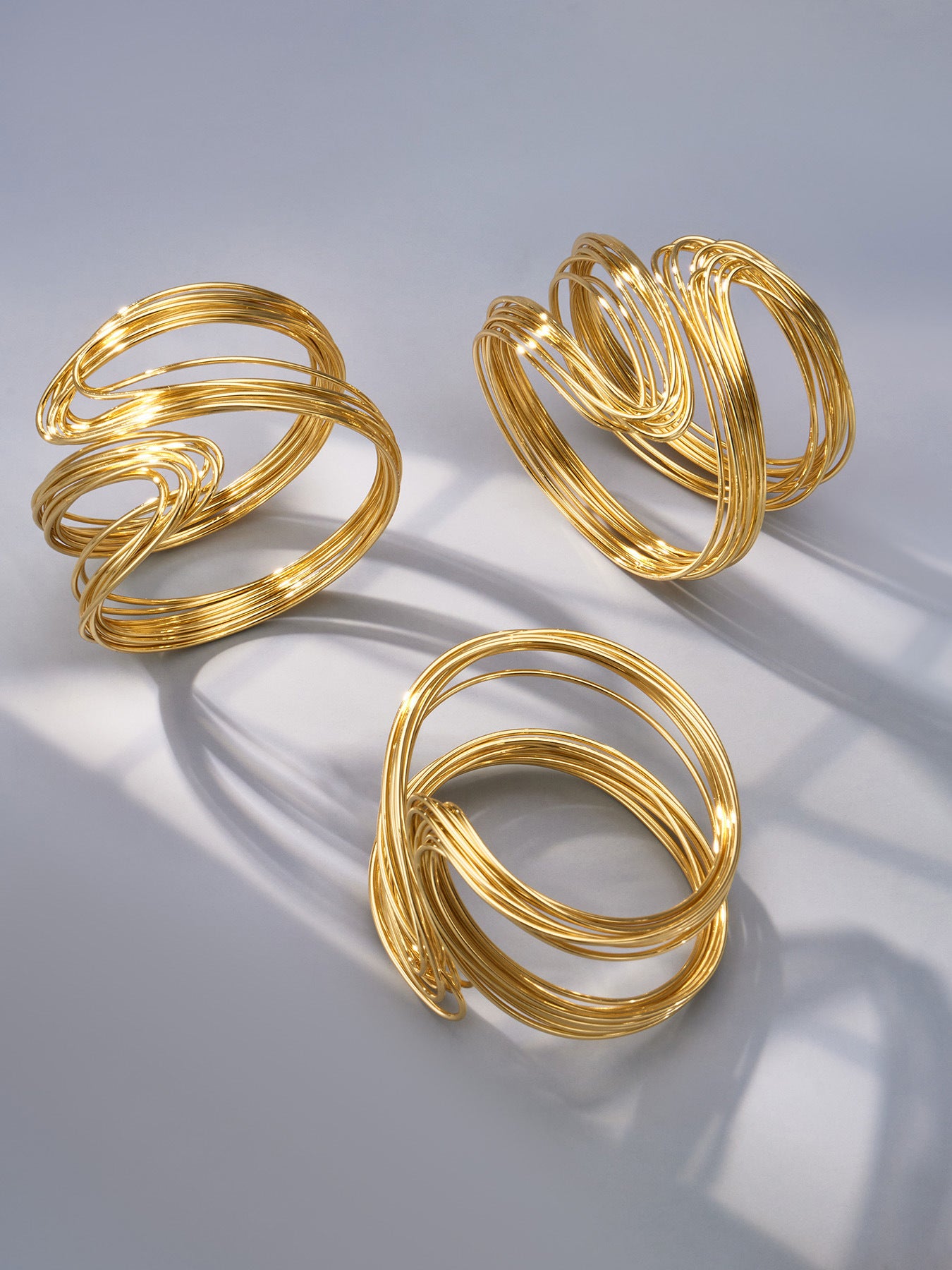 Steel Color Multi-Layer Open Cuff Bangle set, 316L stainless steel hypoallergenic statement jewelry