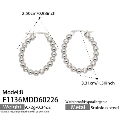 Diamond & Round Twisted Hoop Earrings set, 316L stainless steel wholesale jewelry
