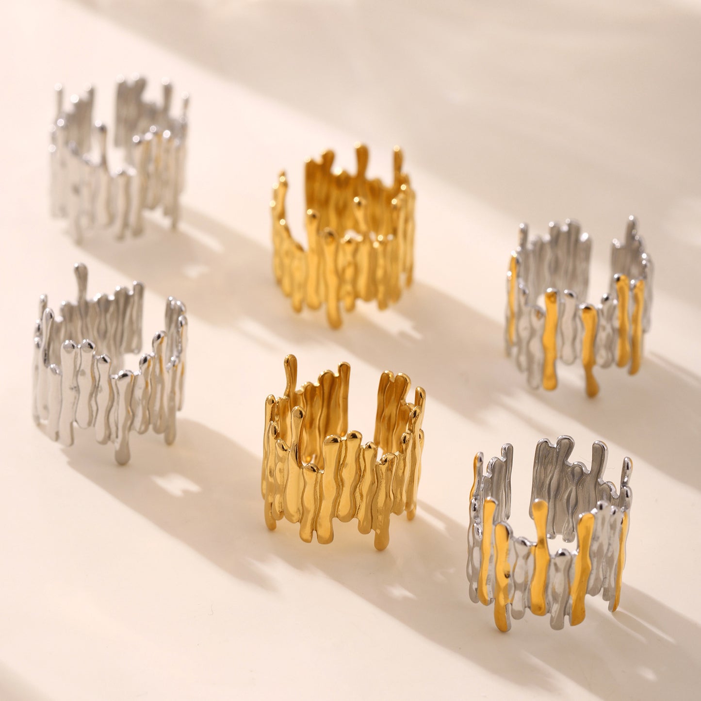 316L Stainless Steel 18K Gold PVD New Ring -  Wholesale Stainless Steel Jewelry - Sensitive Skin Friendly - Detail 6