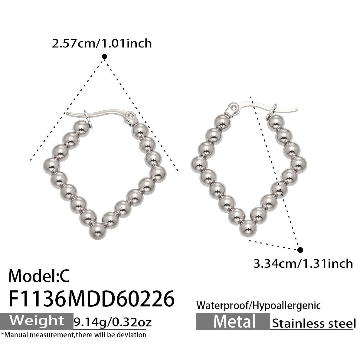 18K Gold PVD Diamond Twisted Hoop Earrings, European style stainless steel jewelry