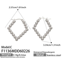 18K Gold PVD Diamond Twisted Hoop Earrings, European style stainless steel jewelry