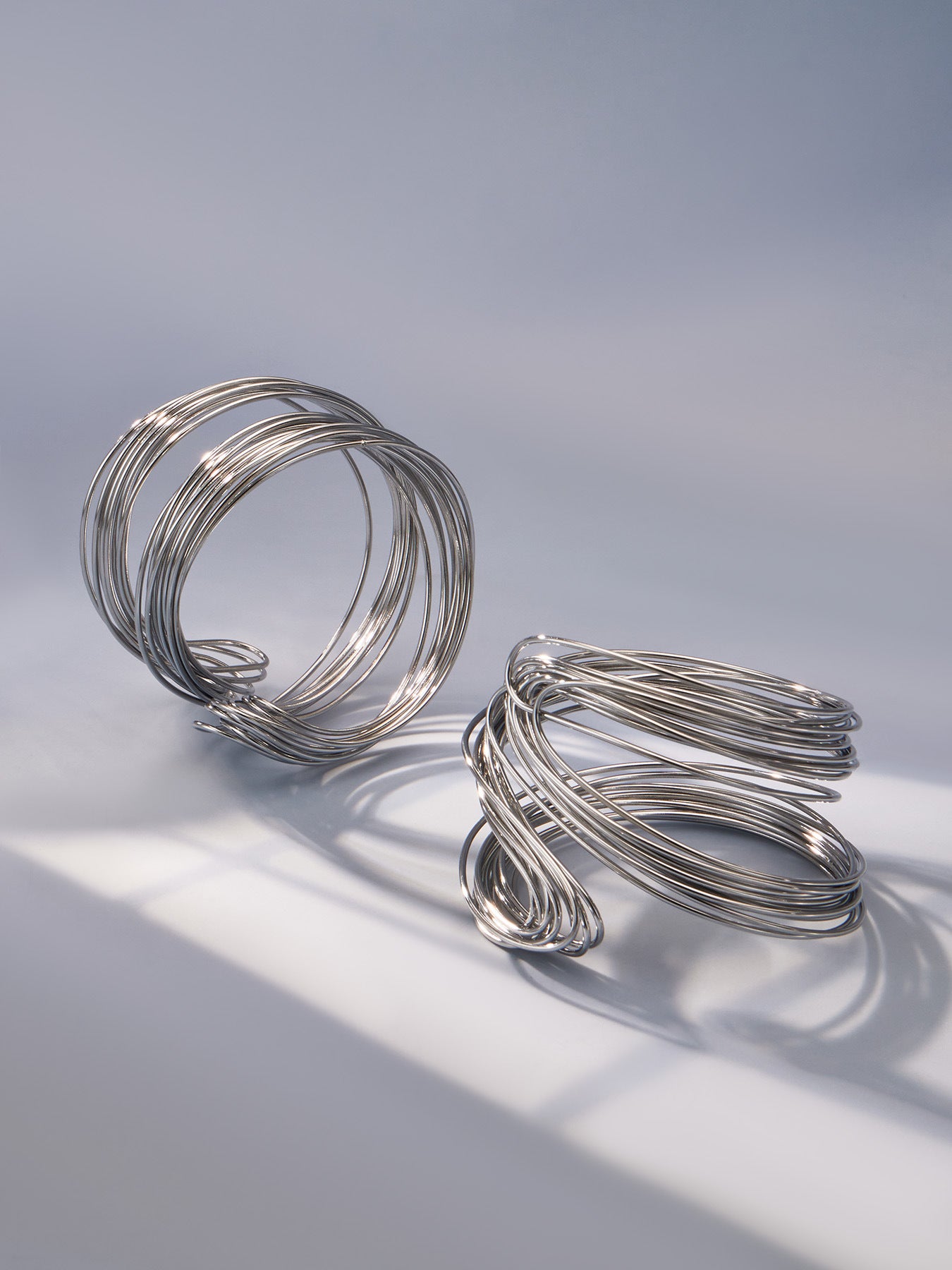 3D Render of Steel Color Multi-Layer Open Cuff Bangle, 316L stainless steel jewelry specs