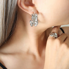 Geometric Wrinkled Hoop Earrings Size Chart, 316L Stainless Steel Jewelry Specifications