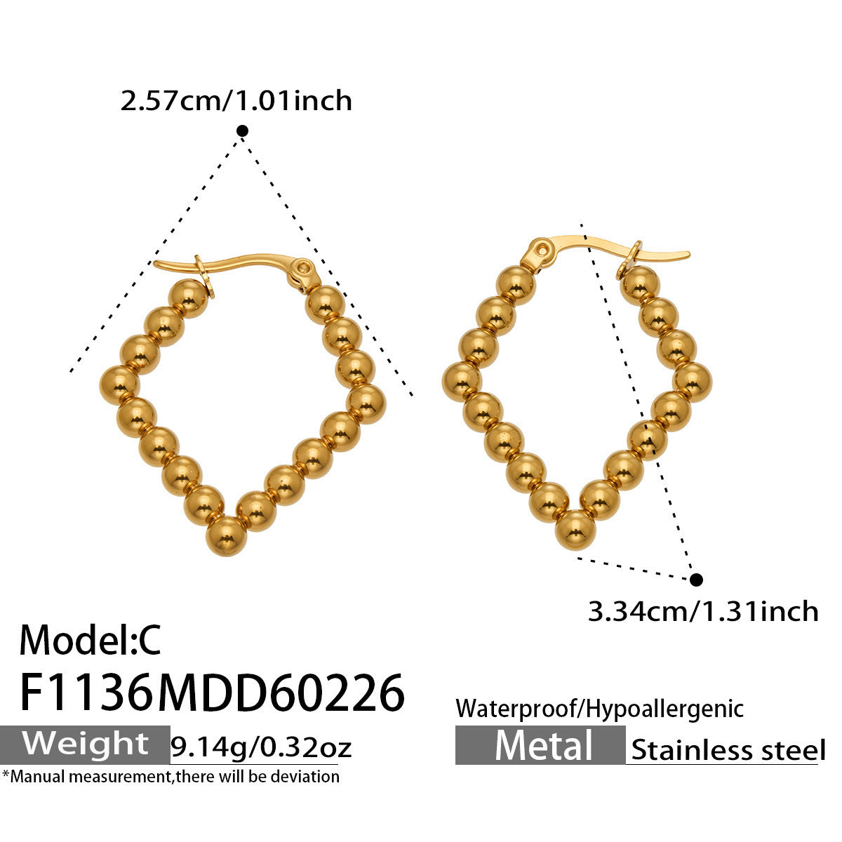 Diamond Shape Twisted Hoop Earrings on display, 316L stainless steel hypoallergenic jewelry