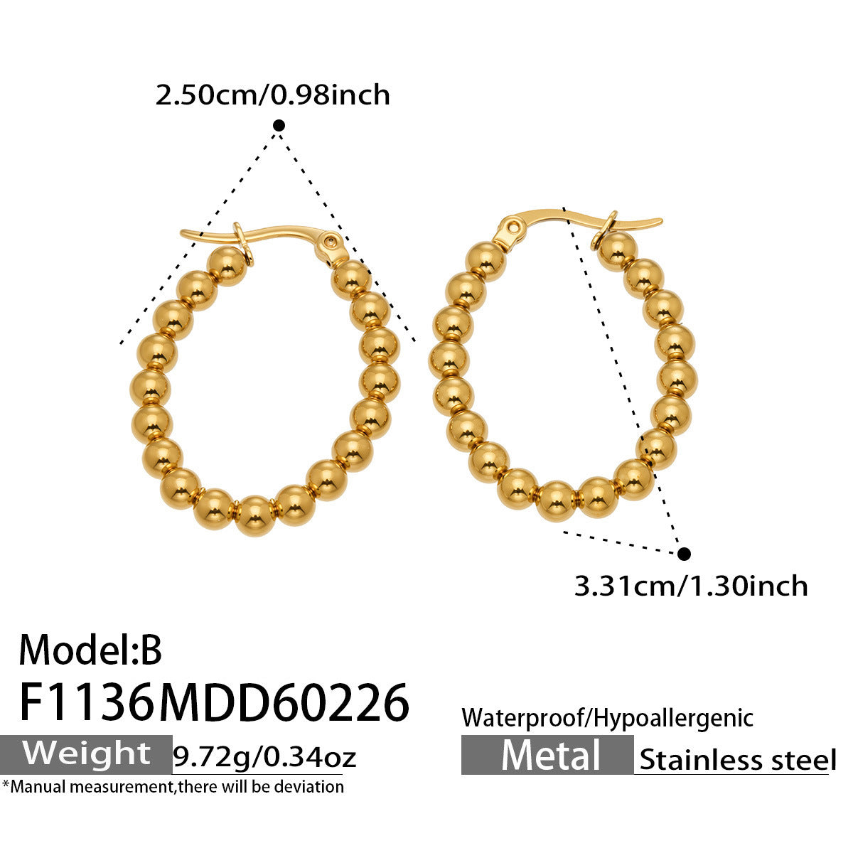 Round Shape Twisted Hoop Earrings on display, 18K gold plated stainless steel jewelry